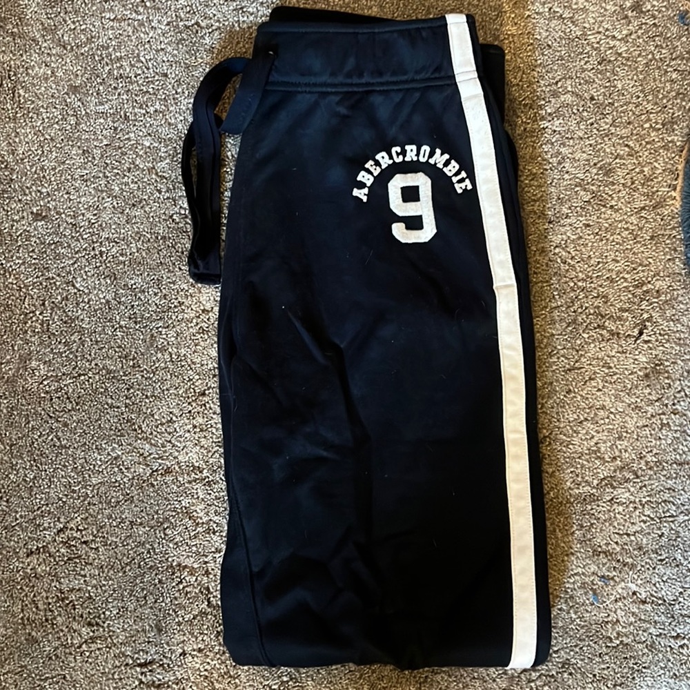 Abercrombie & Fitch Black Sweatpants with White Side Stripe